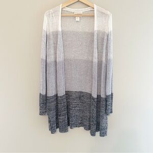 Christian Siriano Linen Open Knit Long Line Cardigan Blue Ombre